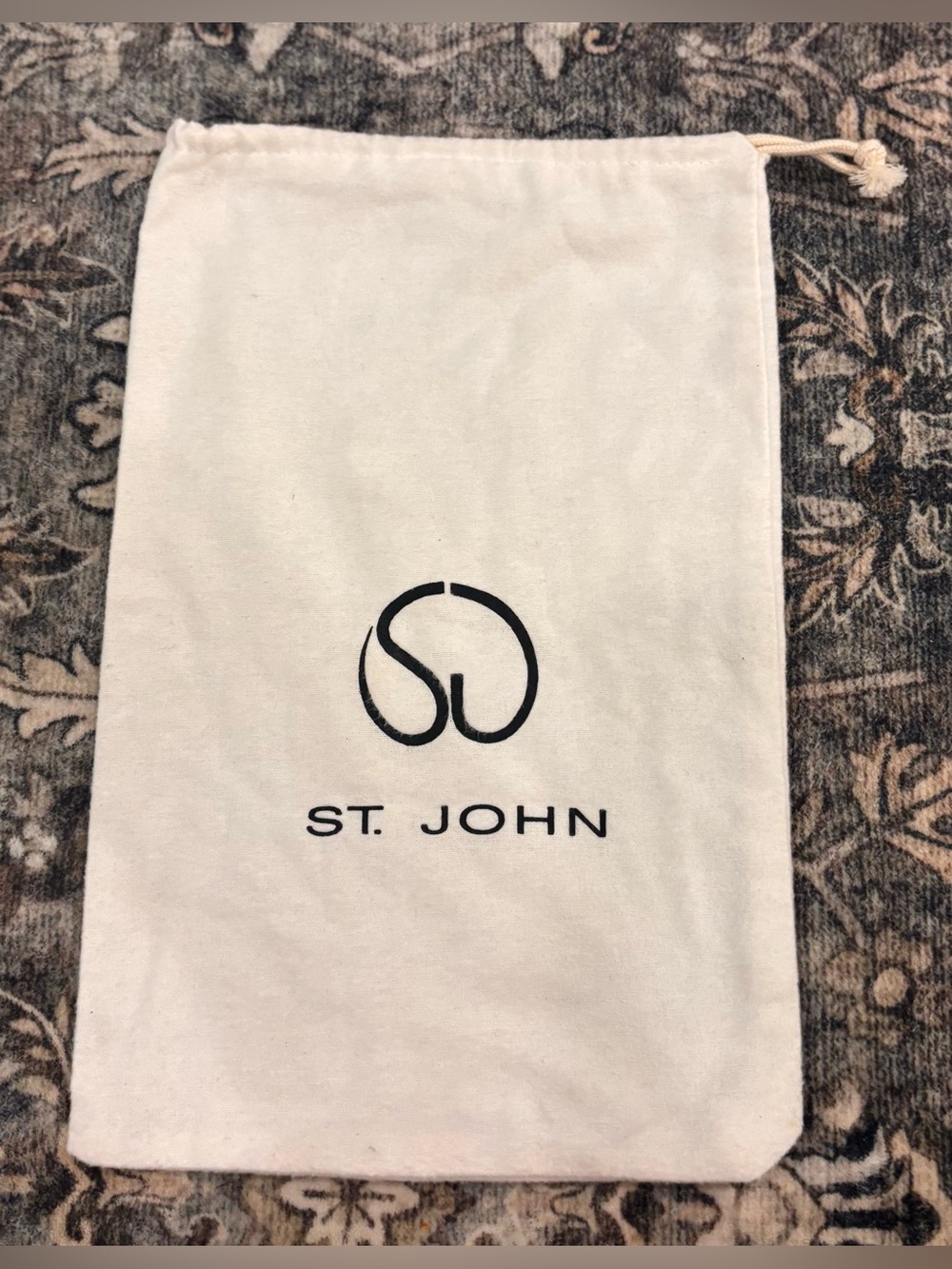 St. John Luxury Off-White Cotton Drawstring Dust Bag SJ Logo Designer Storage